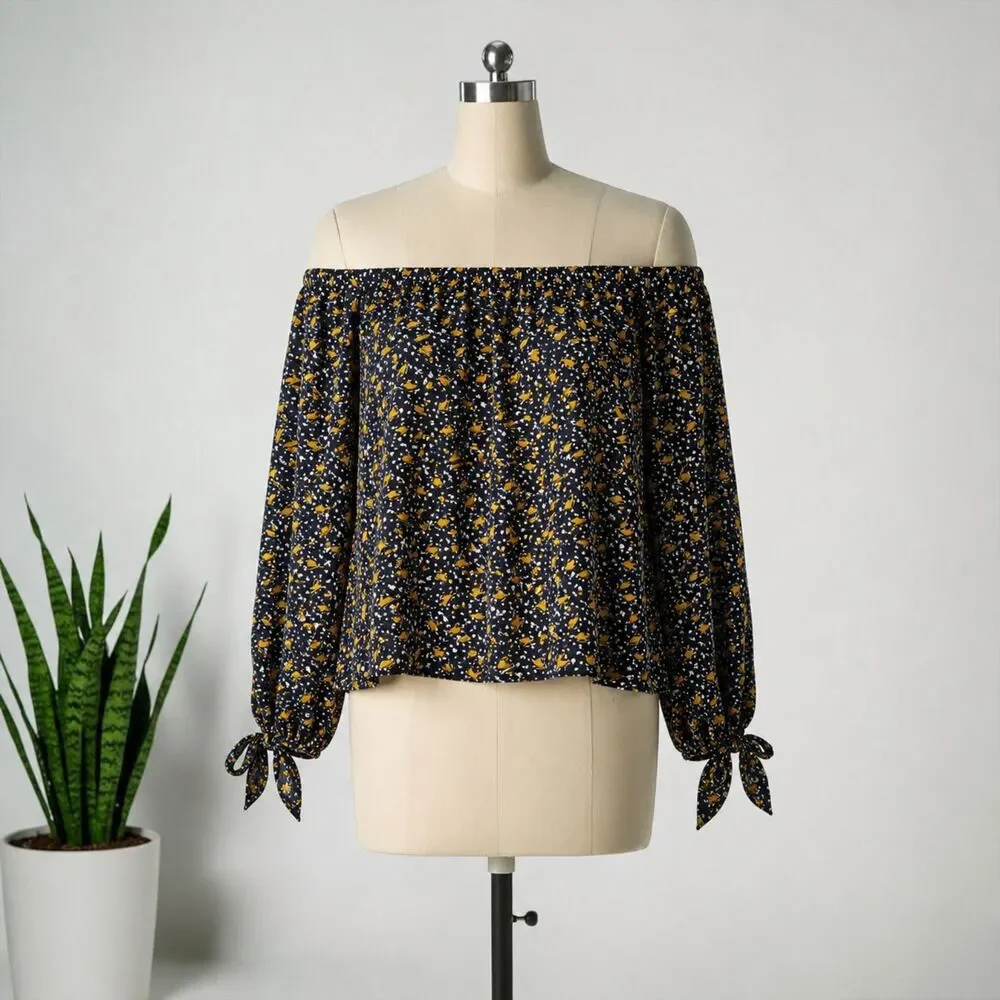 Madewell 100% Silk Off-the-Shoulder Top in Falling Leaves